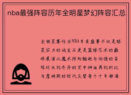 nba最强阵容历年全明星梦幻阵容汇总